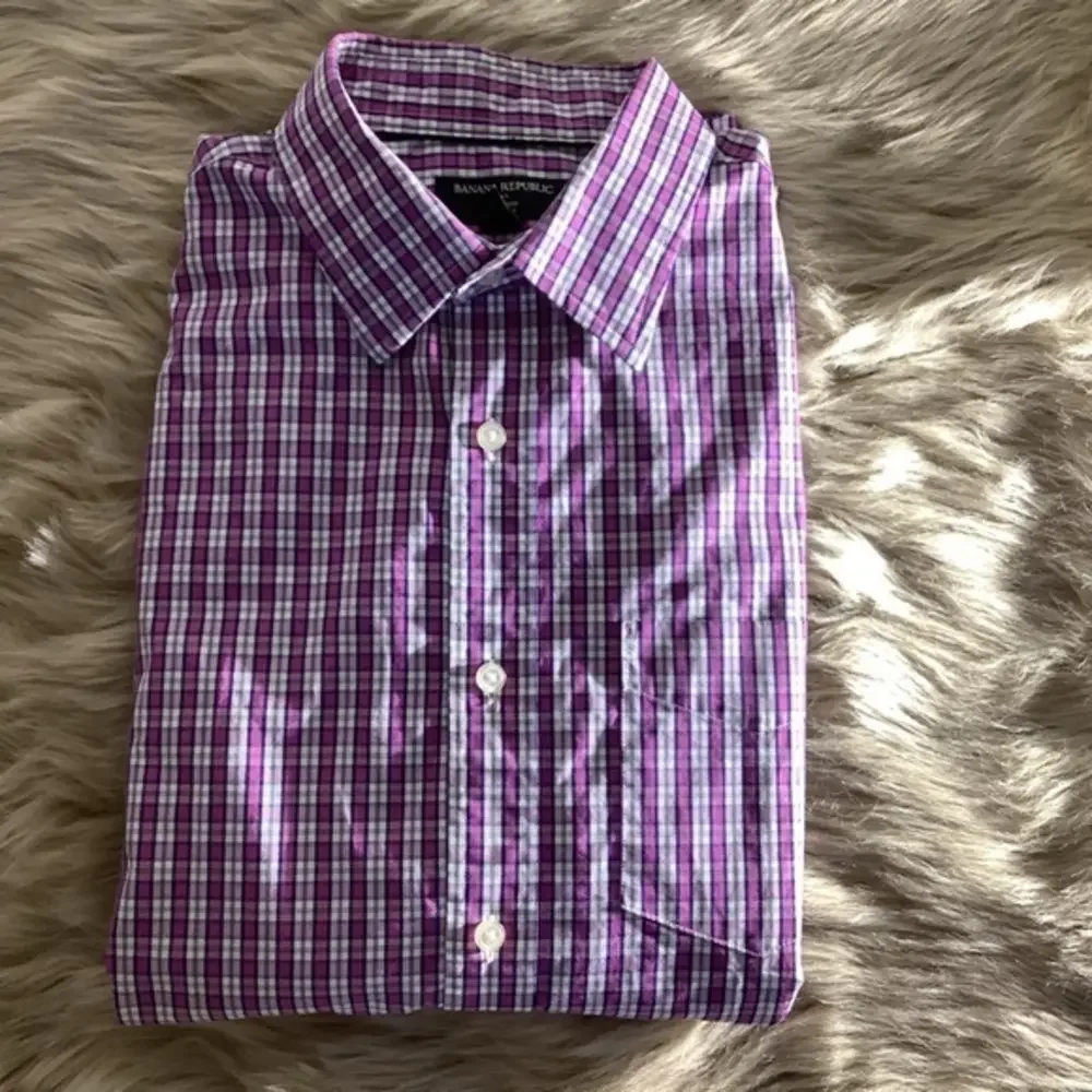 Banana Republic Long Sleeve Non Iron Slim Fit Pink Checkered Shirt‎ Medium
